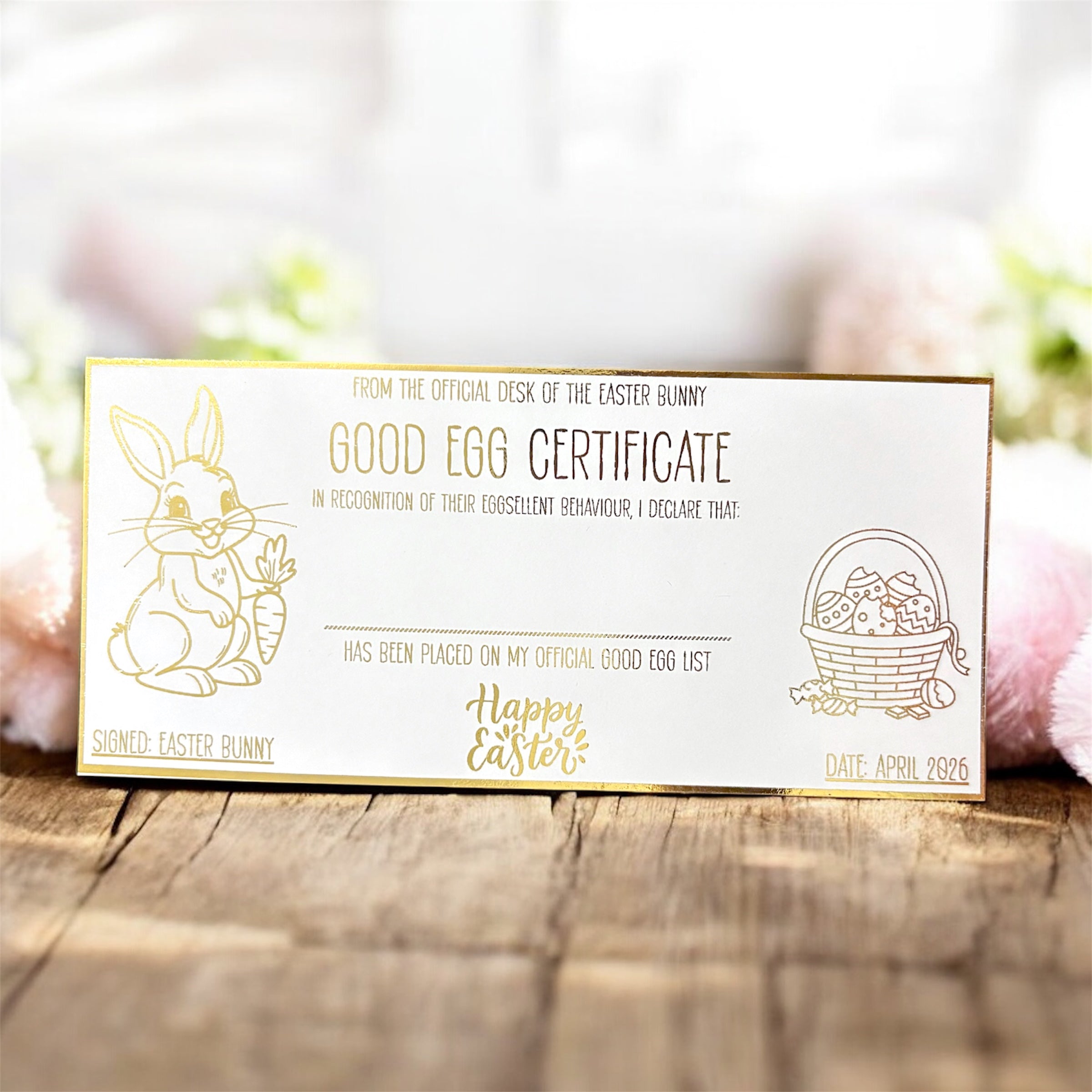 10 x 'You Are A Good Egg' Gold Foiled - Ticket Certificates