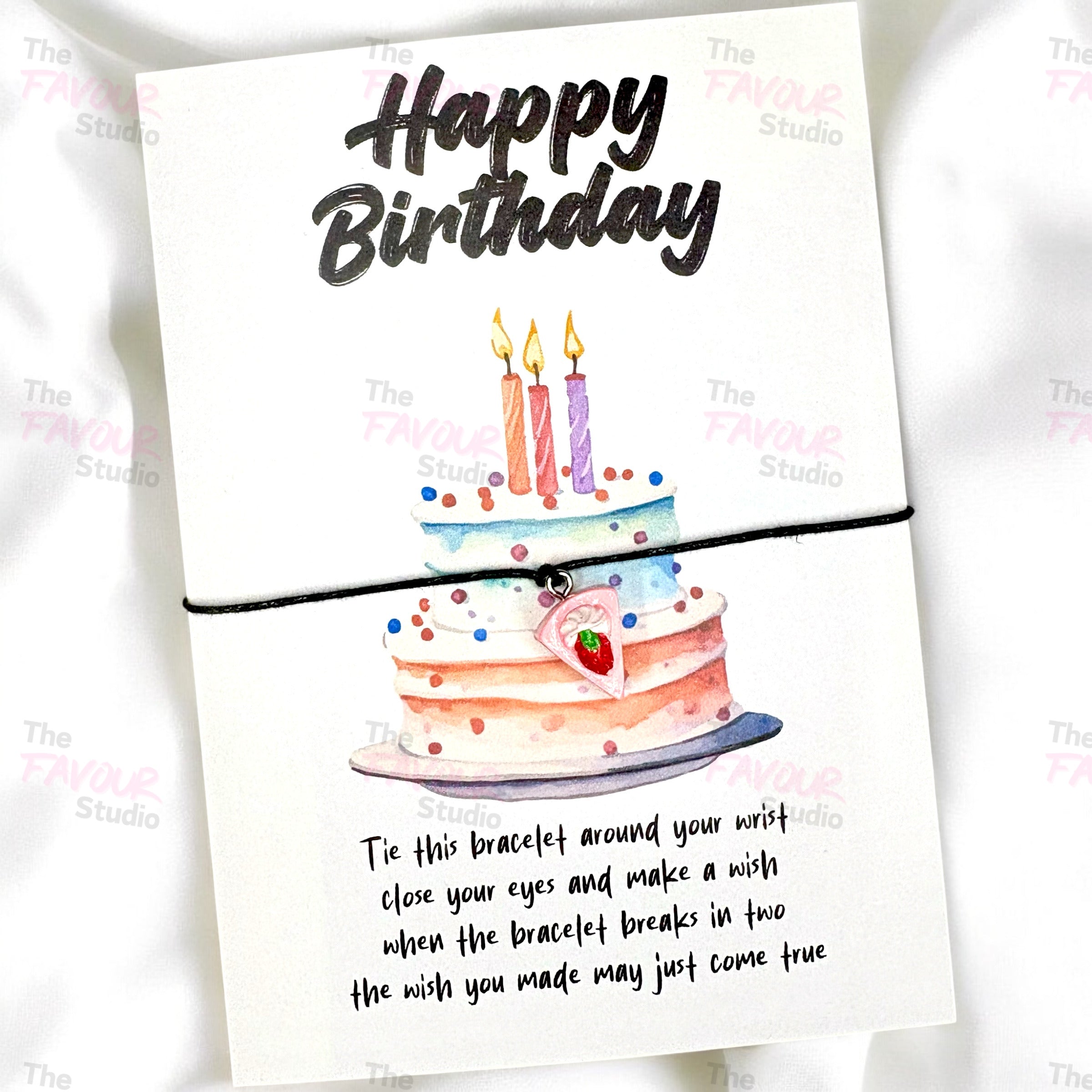 10 x 'Happy Birthday' Cake Bracelet - A6