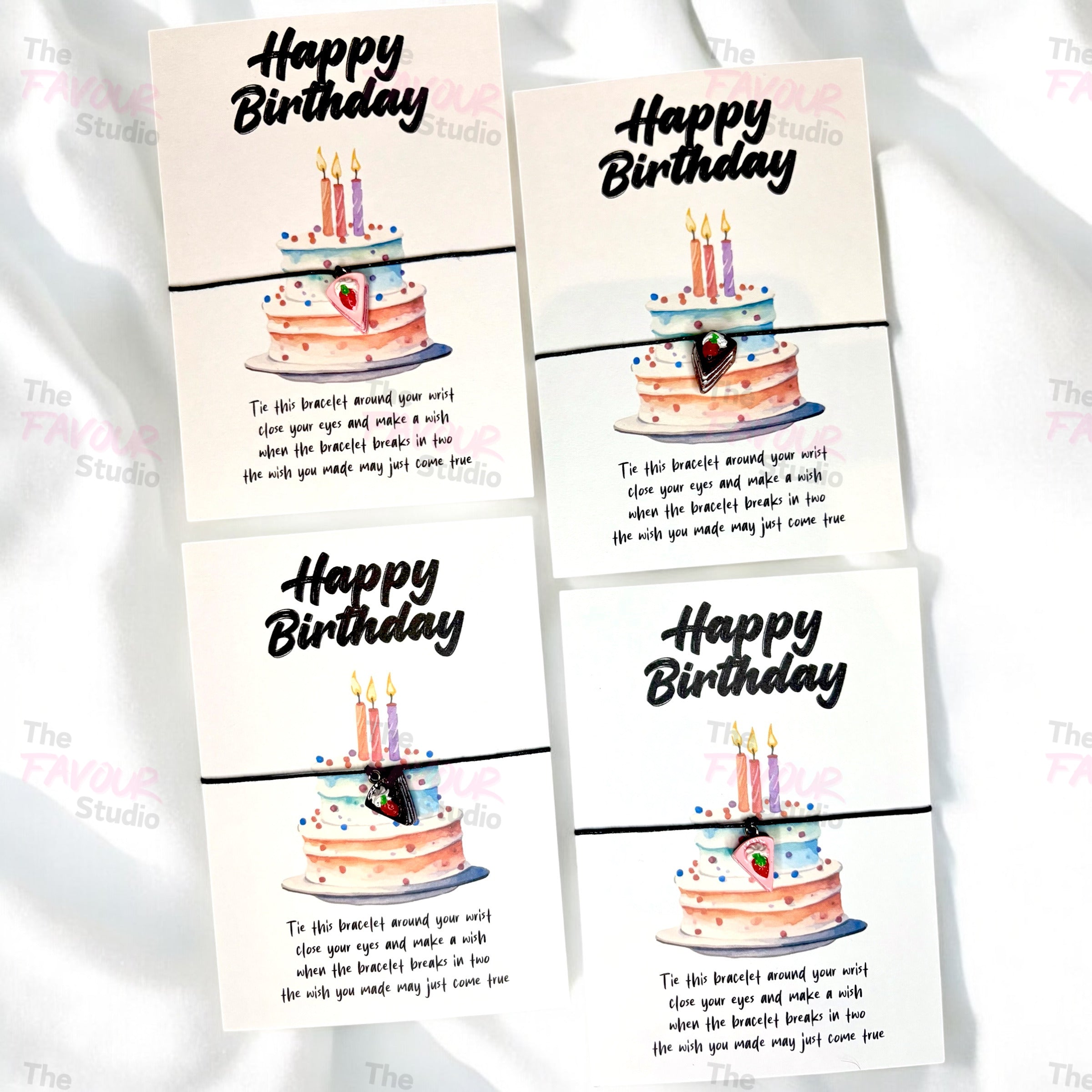 10 x 'Happy Birthday' Cake Bracelet - A6