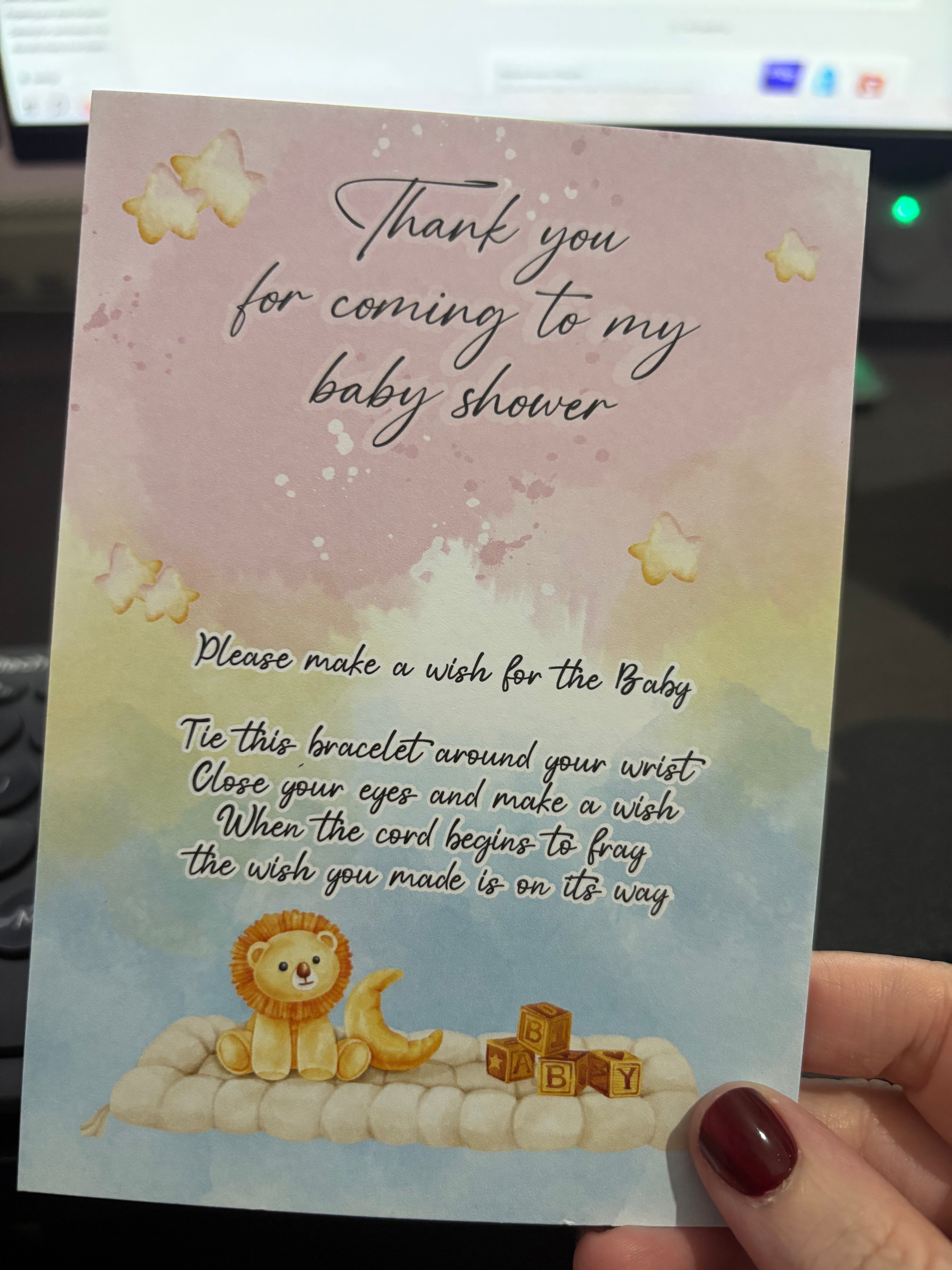 A6 Baby Shower - BACKING CARD ONLY