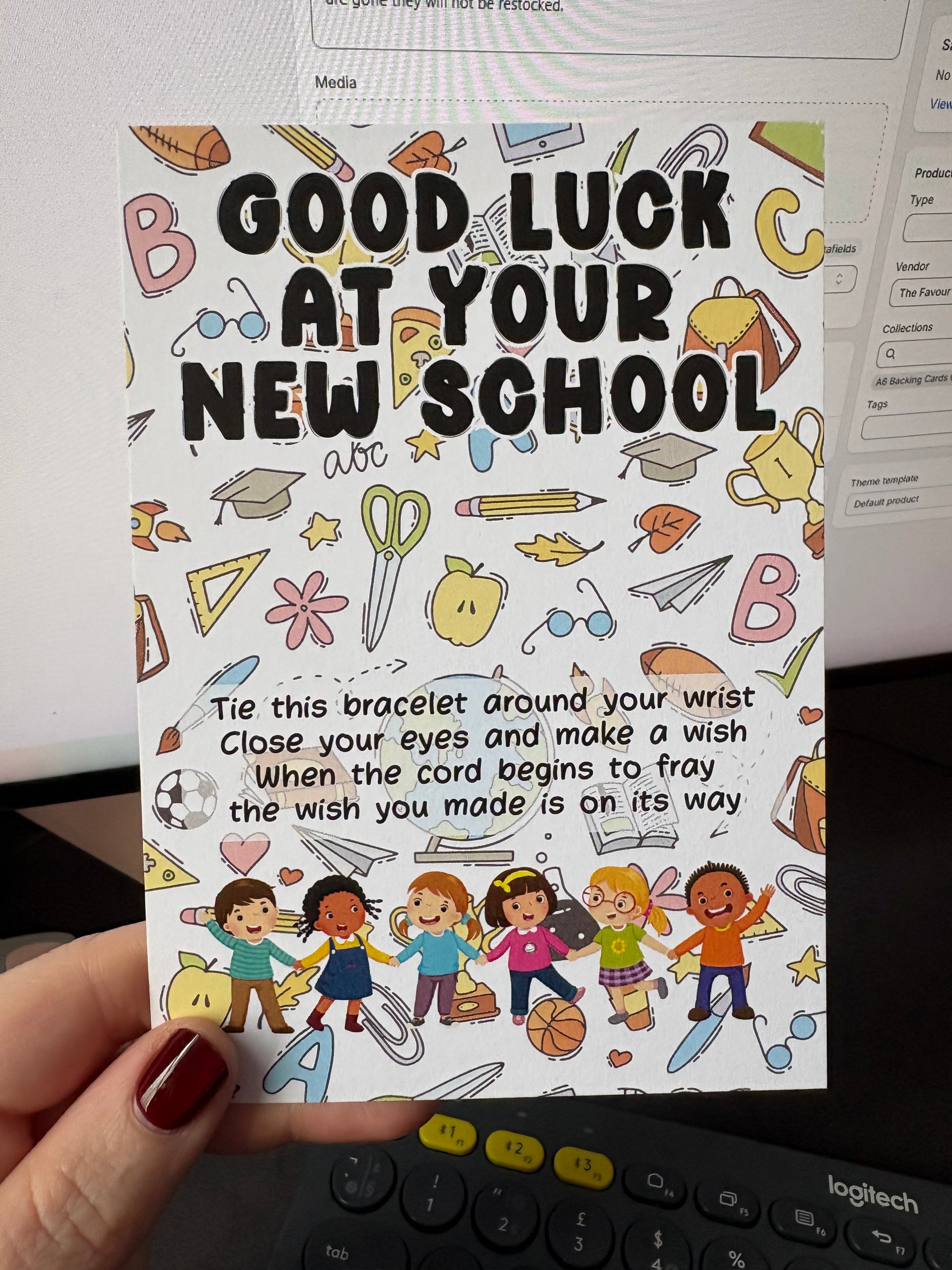 A6 Good Luck At Your New School - BACKING CARD ONLY