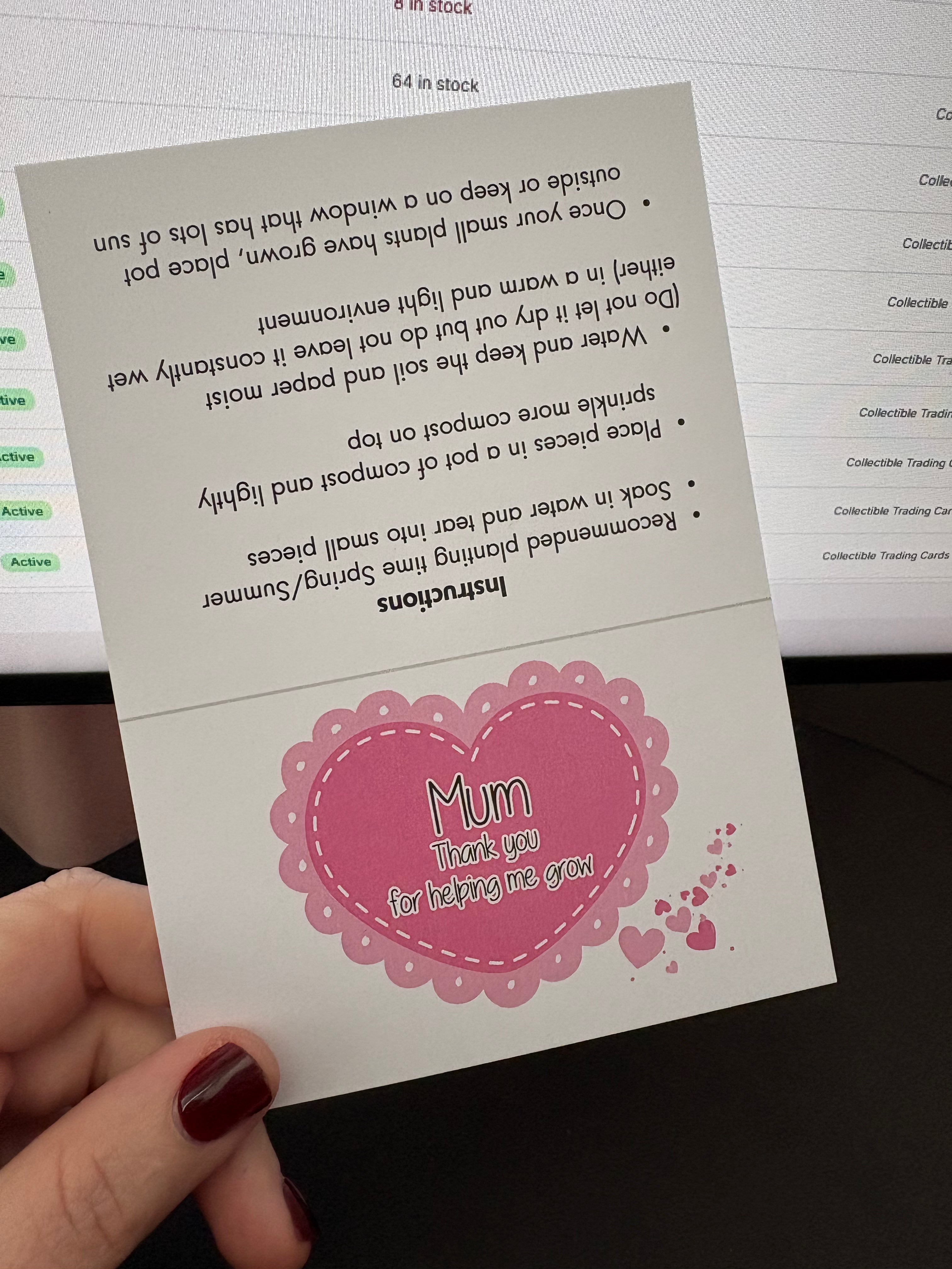 A6 Plantable MUM - BACKING CARD ONLY