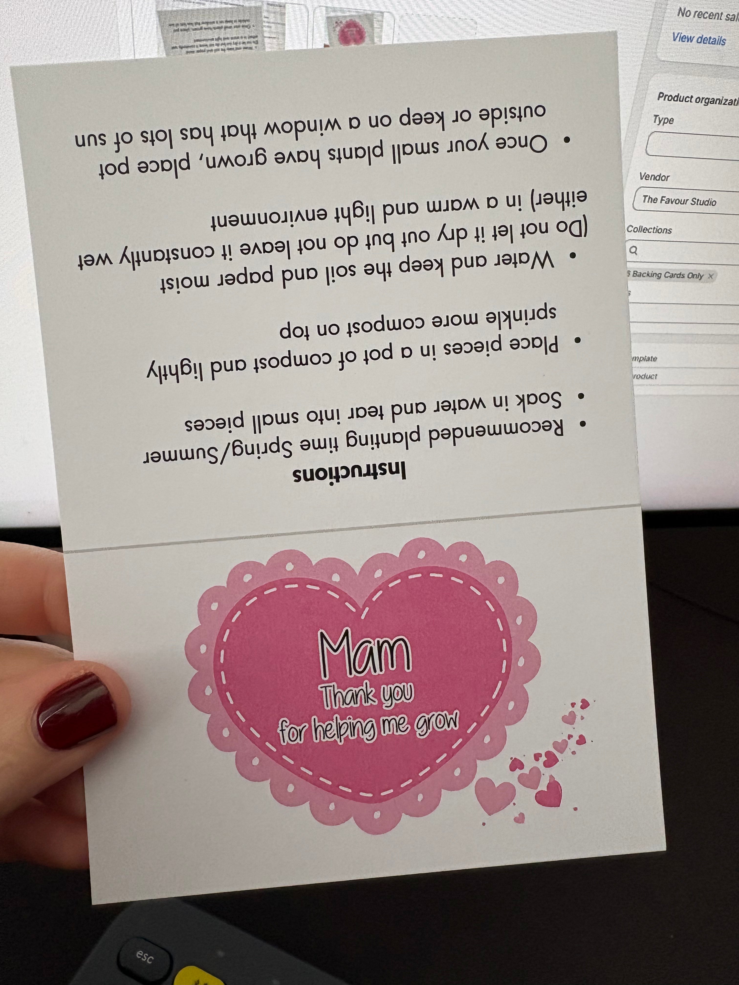 A6 Plantable MAM - BACKING CARD ONLY