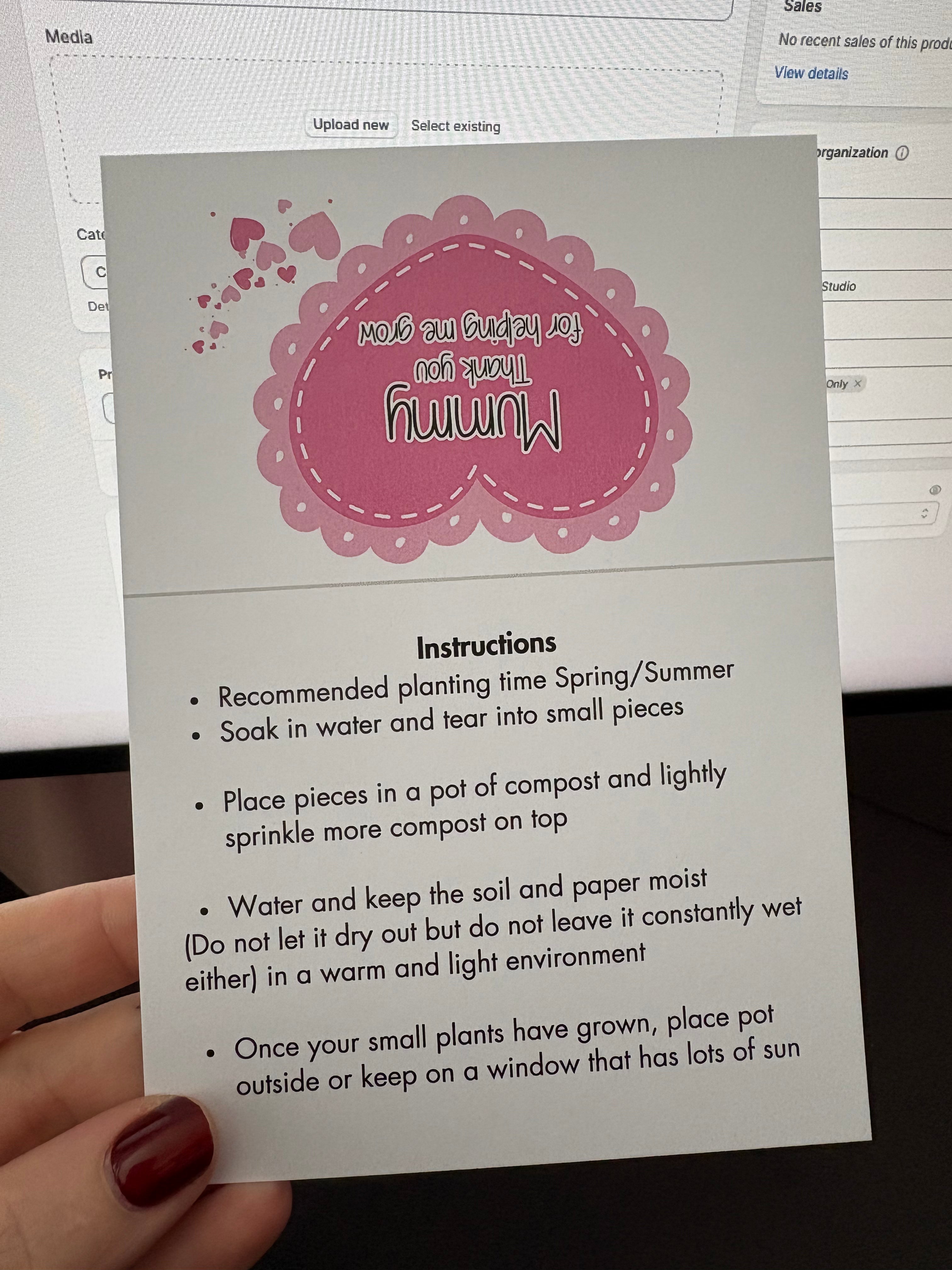 A6 Plantable MUMMY - BACKING CARD ONLY