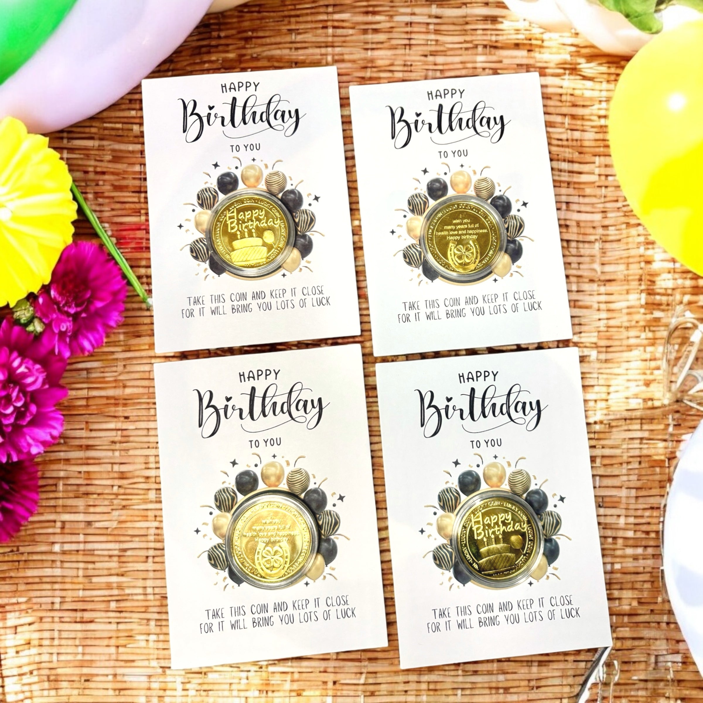 5 x 'Happy Birthday' Lucky Coins - A6