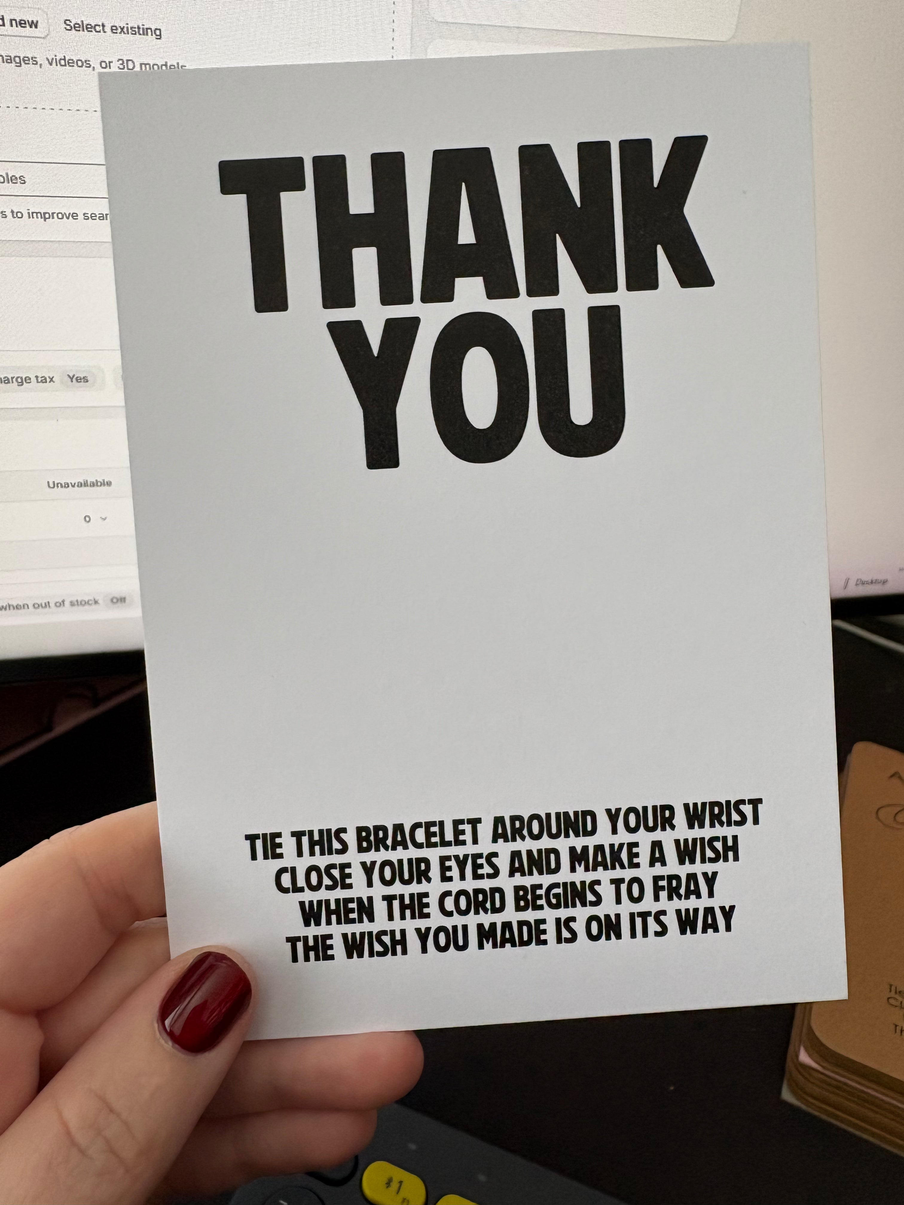 A6 Thank You - BACKING CARD ONLY