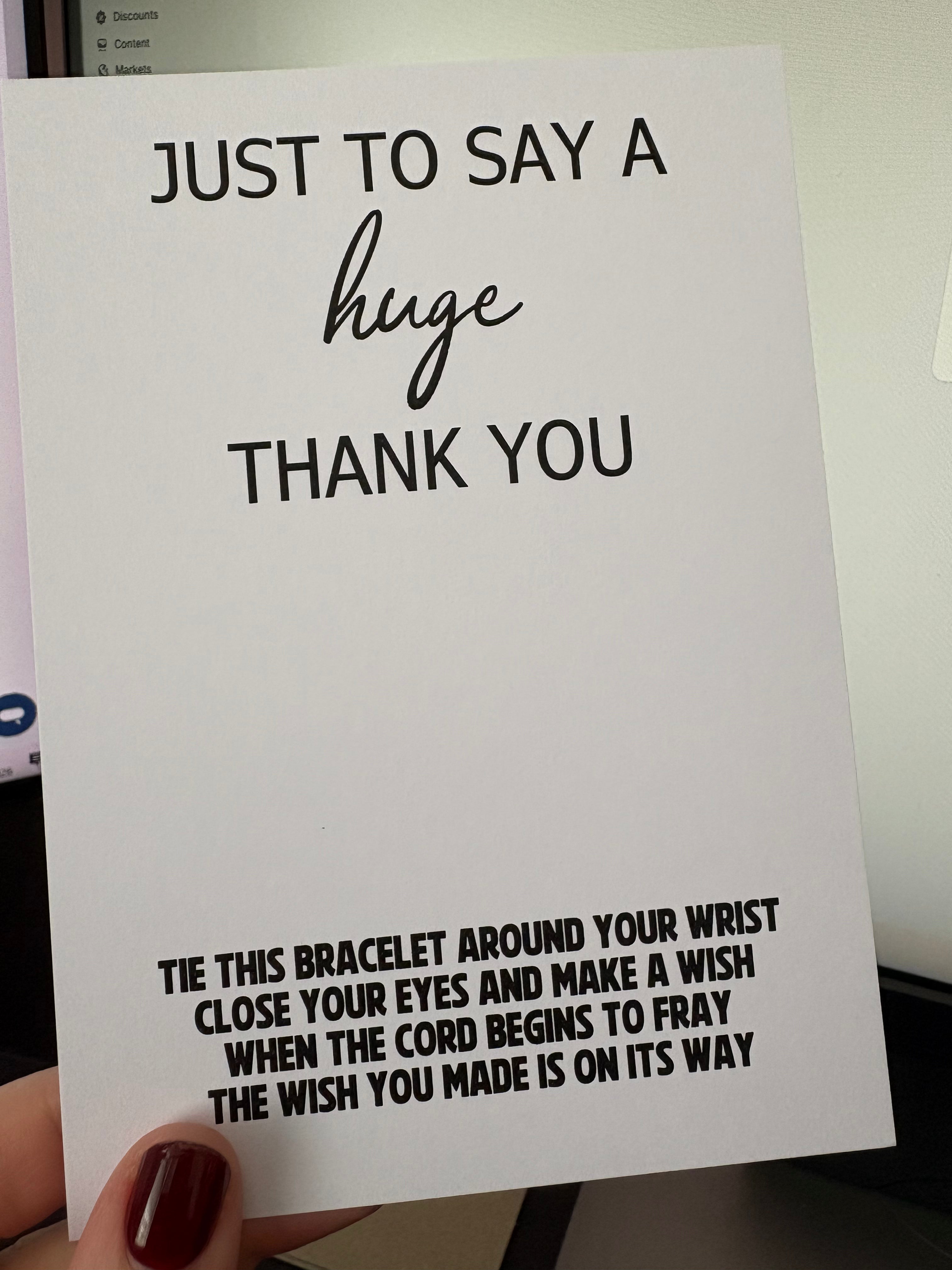 A6 Just to say a huge thank you - BACKING CARD ONLY