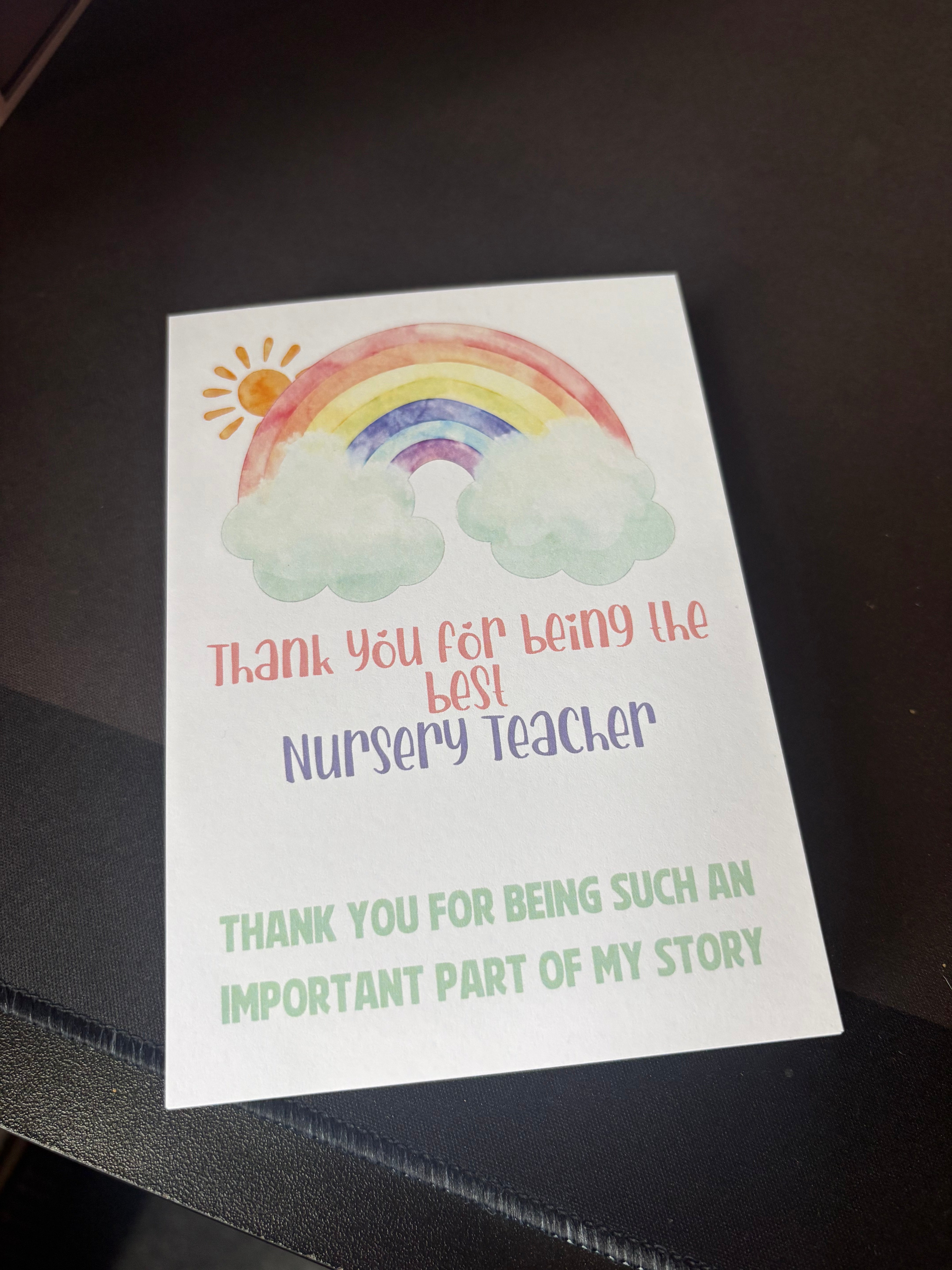72 x A6 The Best Nursery Teacher - BACKING CARD ONLY