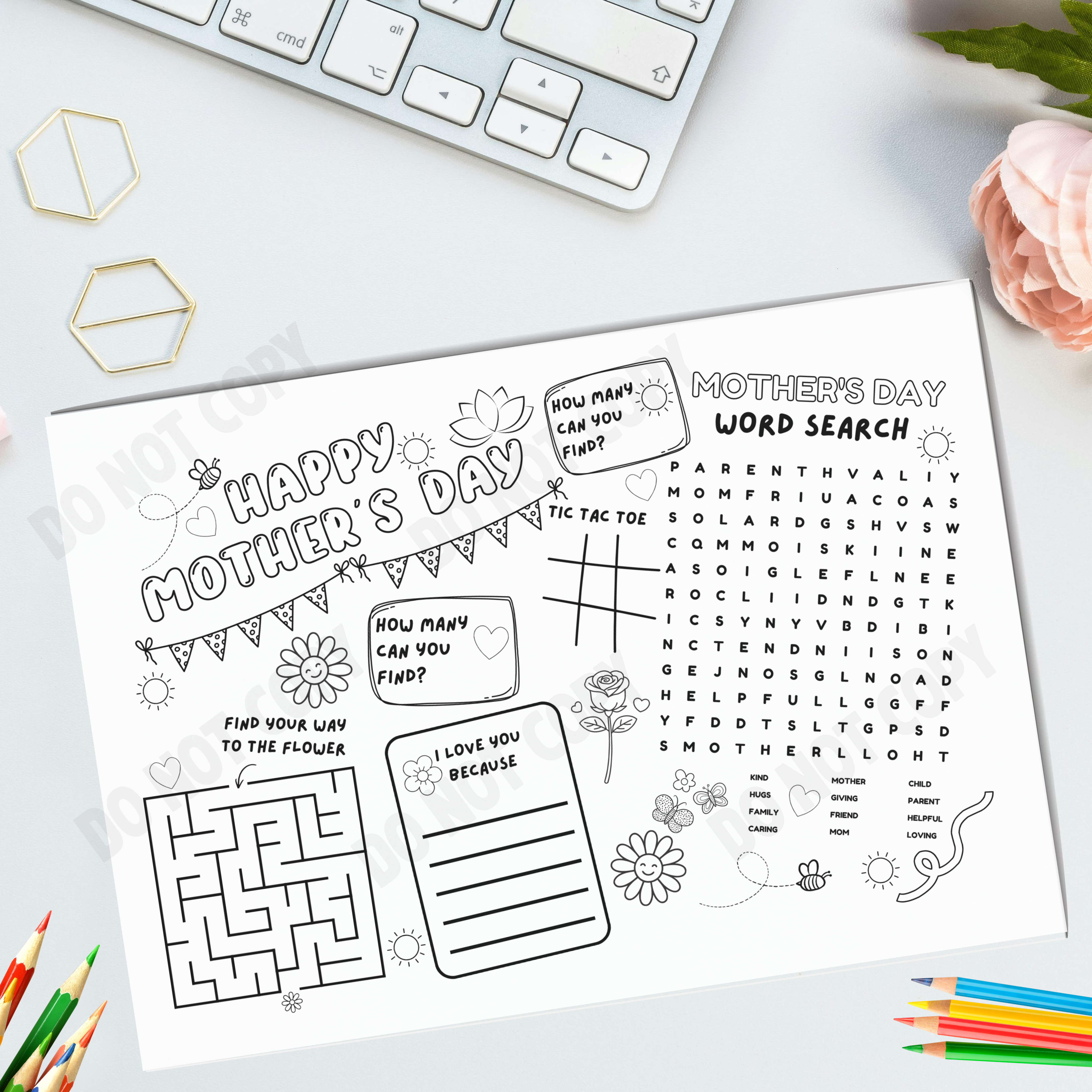 10 x A4 Mother's Day Activity Cards