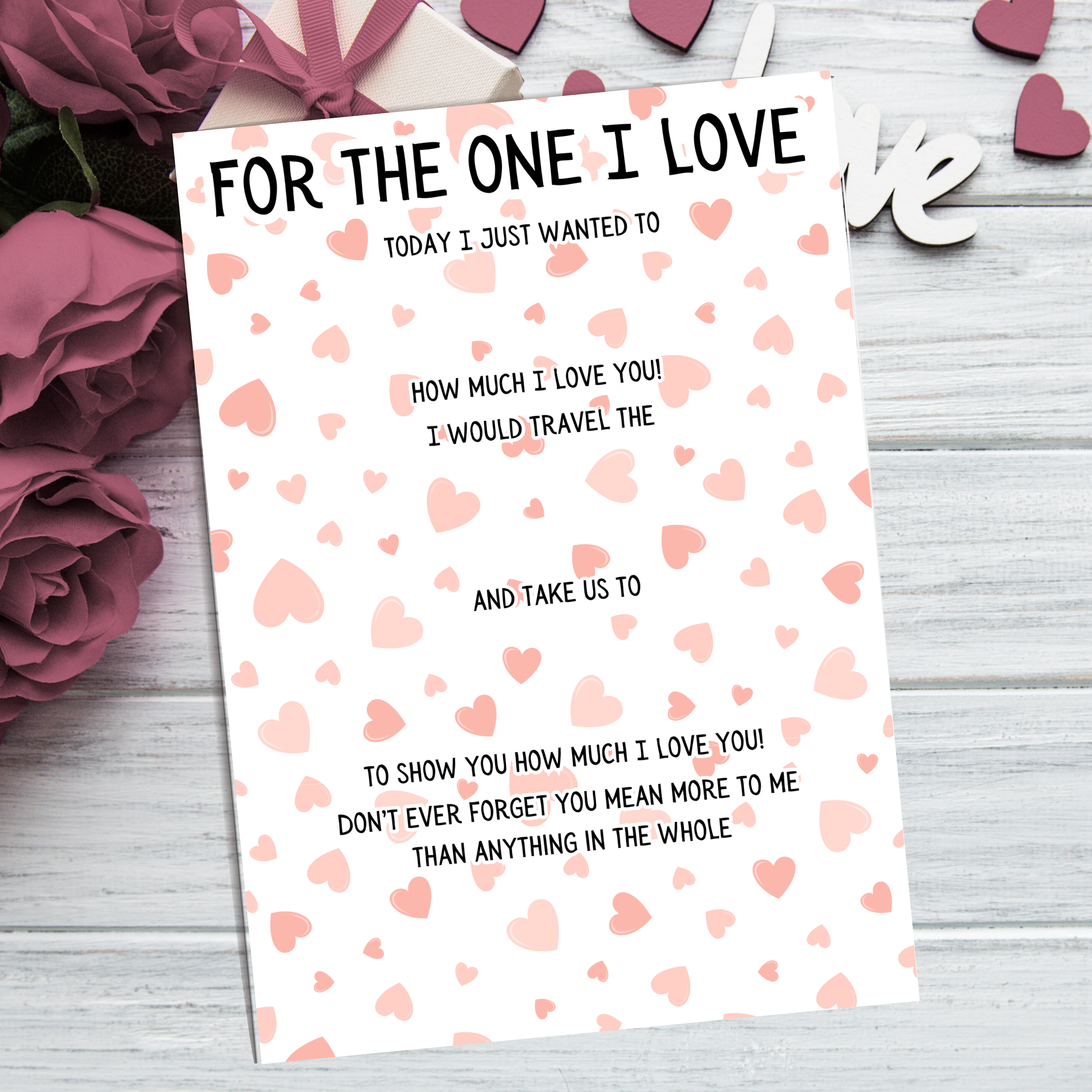 10 x 'For The One I Love - Pink Hearts' - A4 Print