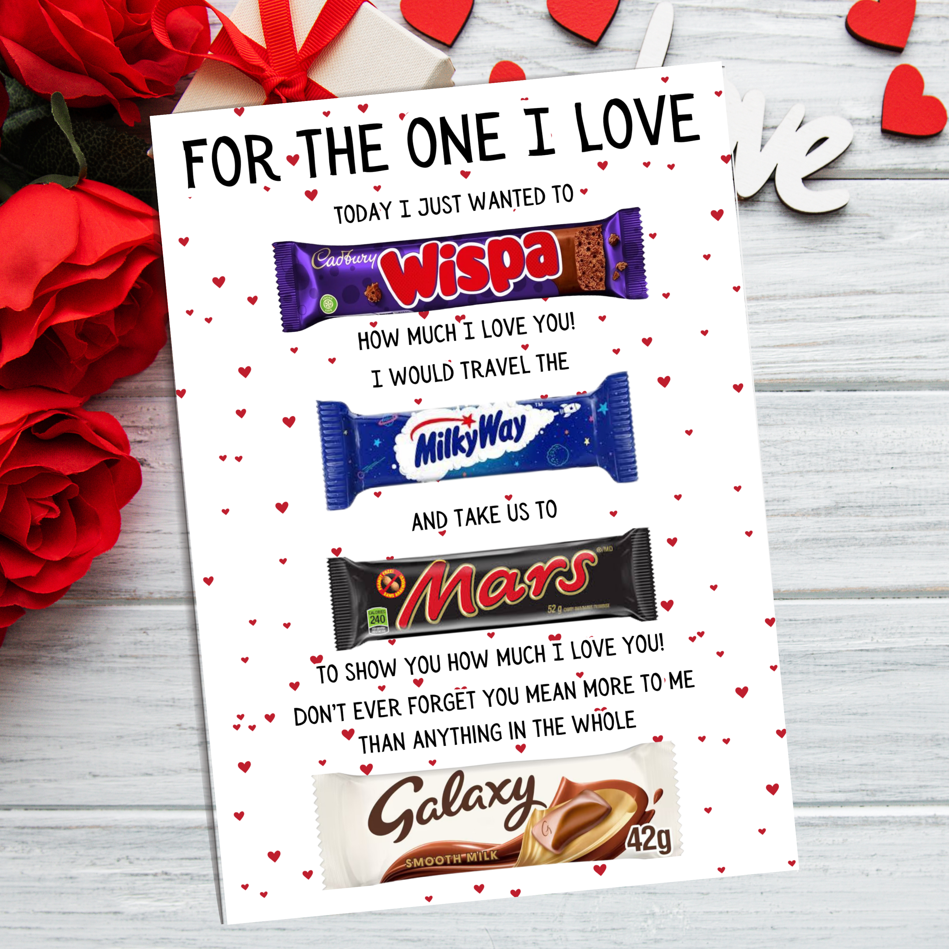 10 x 'For The One I Love - Small Red Hearts' - A4 Print