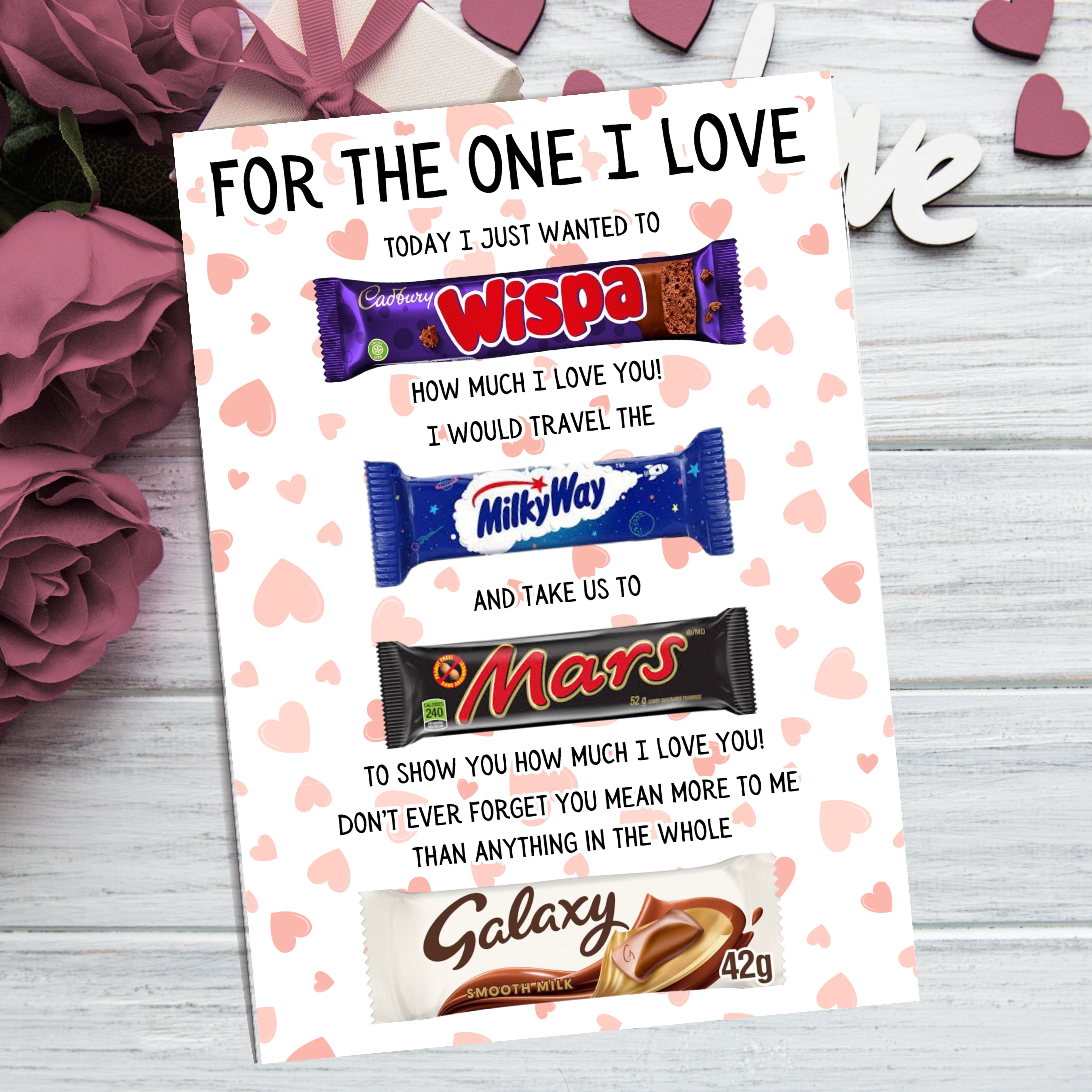 10 x 'For The One I Love - Pink Hearts' - A4 Print