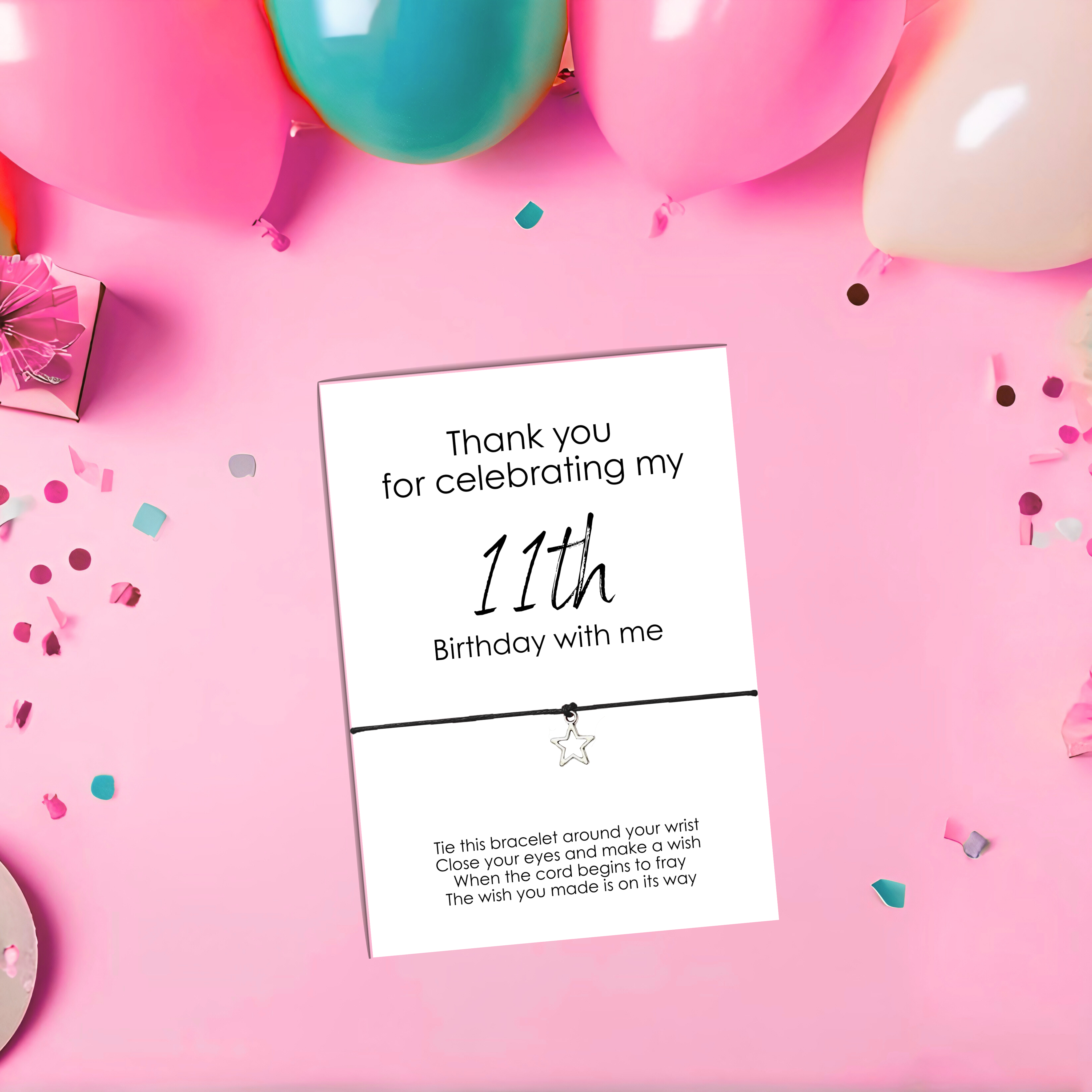 10 x 'Thank you for celebrating my' Birthday Wish Bracelets - A6