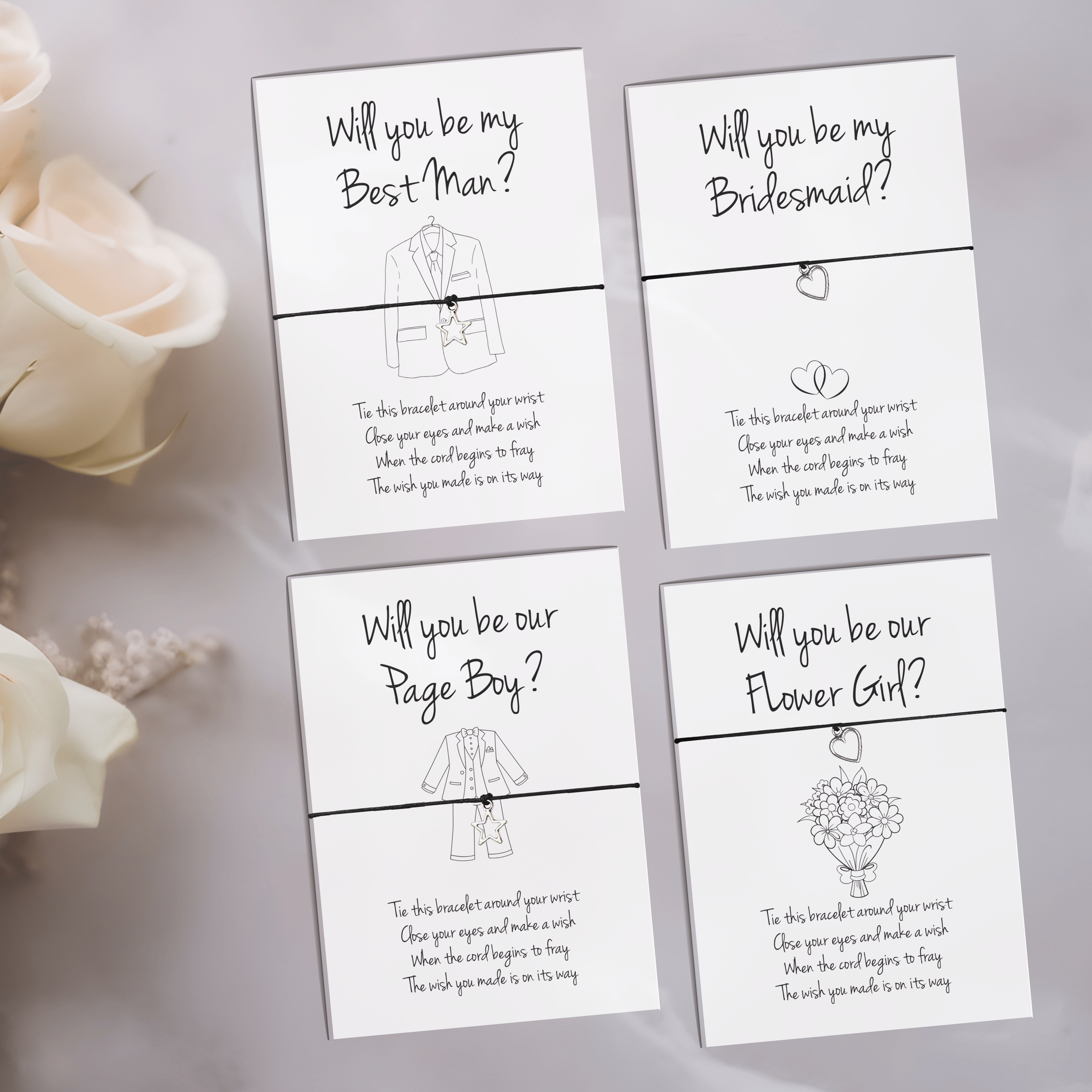 10 x 'Will You Be My...' Wedding Wish Bracelets - A6