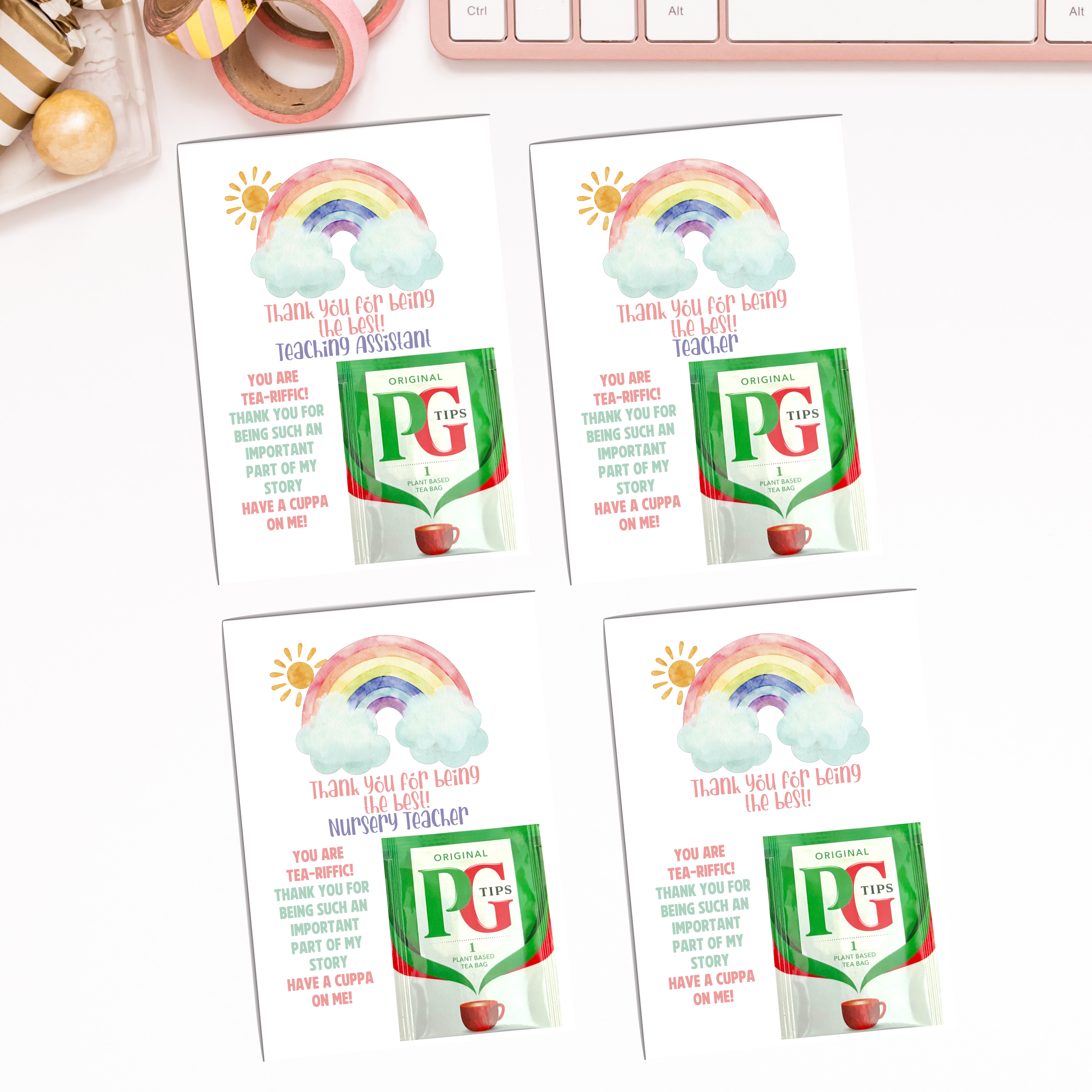 10 x The Best 'Tea-Riffic! - Teaching - Tea Bag Gift - A6